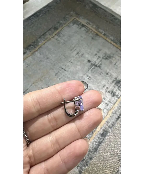 925 Ayar Gümüş Alexandrite Taşlı Vip İthal Küpe