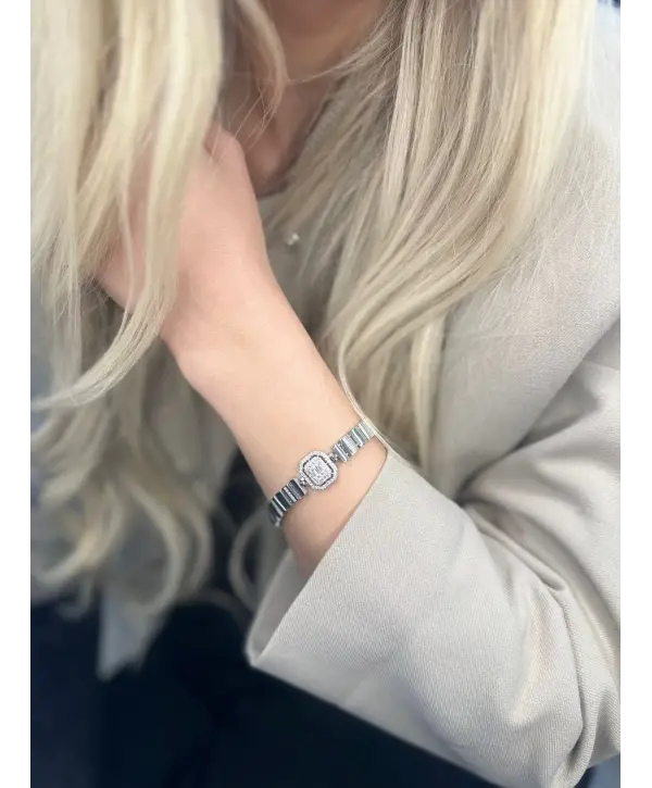 925 Ayar Gümüş Baget Taşlı Bileklik