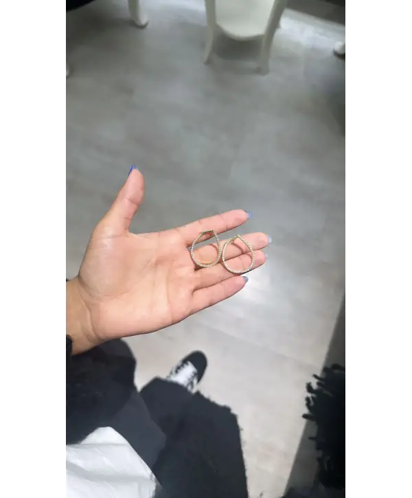 925 Ayar Gümüş Altın Model Sırataşlı Küpe