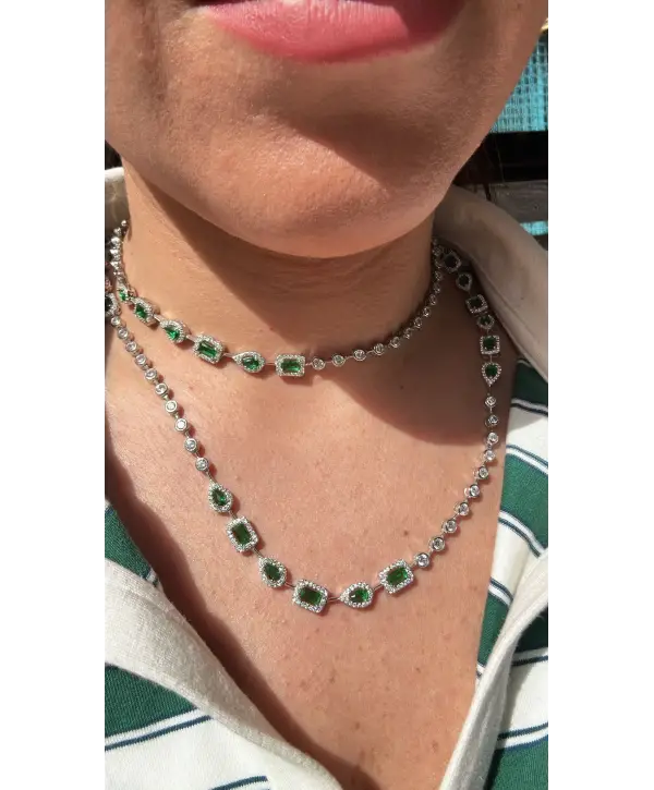 925 Ayar Gümüş Zümrüt Renk Mücevher Tasarım Vip Kolye