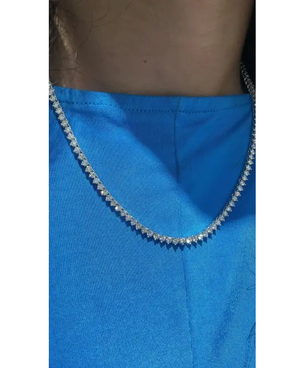 925 Ayar Gümüş Pırlanta Model Su Yolu Kolye