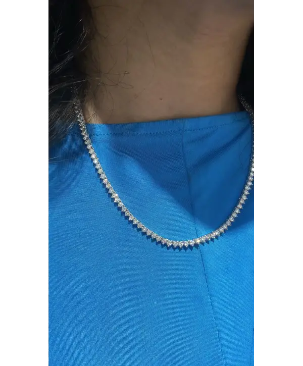 925 Ayar Gümüş Pırlanta Model Su Yolu Kolye