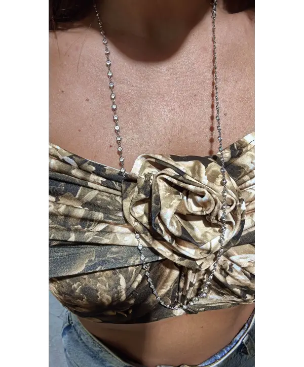 925 Ayar Gümüş Çoklu Taşlı 80 cm Zincir Kolye