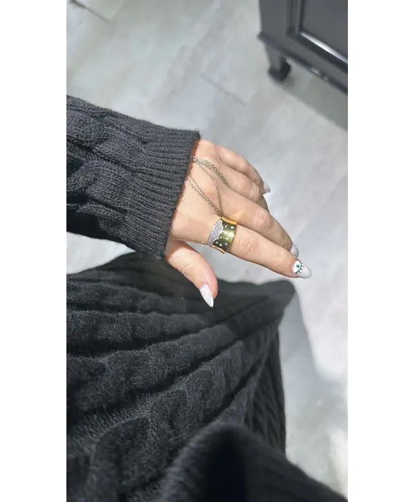 925 Ayar Gümüş Ayarlanabilir Gold Yüzük