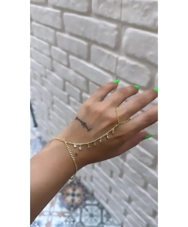 925 Ayar Gümüş Hareketli Taşlı Gold Şahmeran