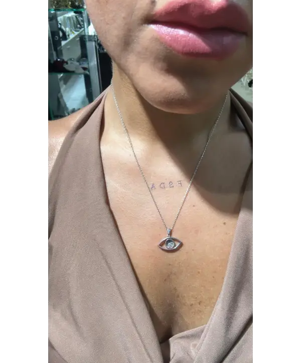 925 Ayar Gümüş Swarovski Göz Kolye