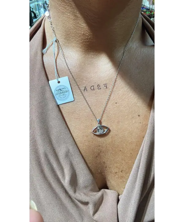 925 Ayar Gümüş Swarovski Göz Kolye