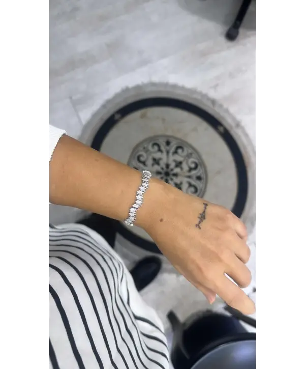 925 Ayar Gümüş Zik Zak Geçişli Silver Bileklik