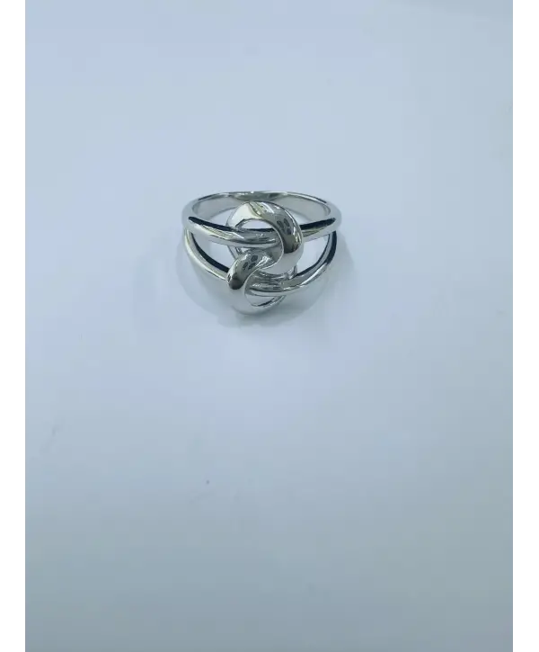 925 Ayar Gümüş İçiçe Geçişli Taşsız Silver Yüzük