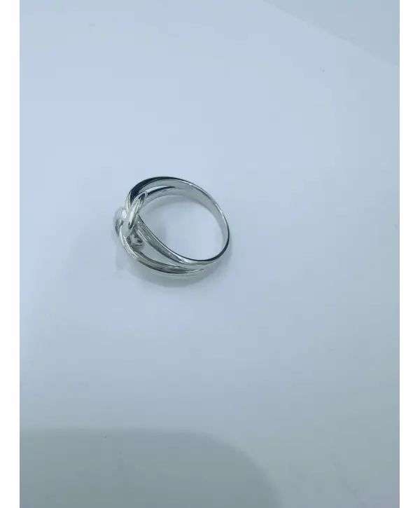 925 Ayar Gümüş İçiçe Geçişli Taşsız Silver Yüzük