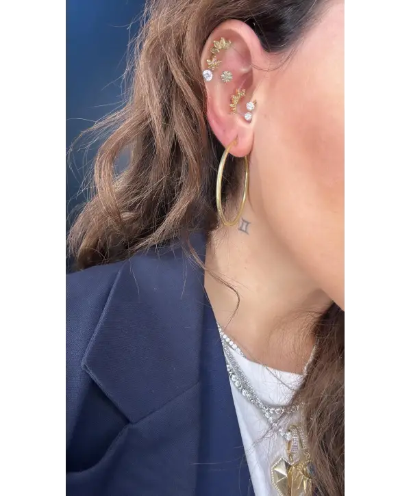 925 Ayar Gümüş Sade Gold Halka Küpe