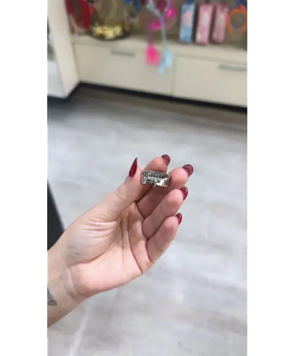 925 Ayar Gümüş Baget Yeşil Taşlı Ayarlanabilir Yüzük