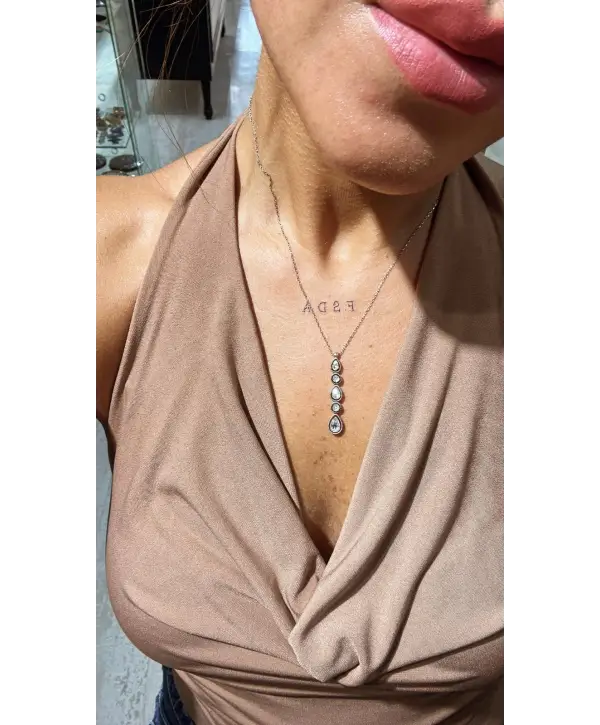 925 Ayar Gümüş Elmas Montür Sallantılı Rose Kolye