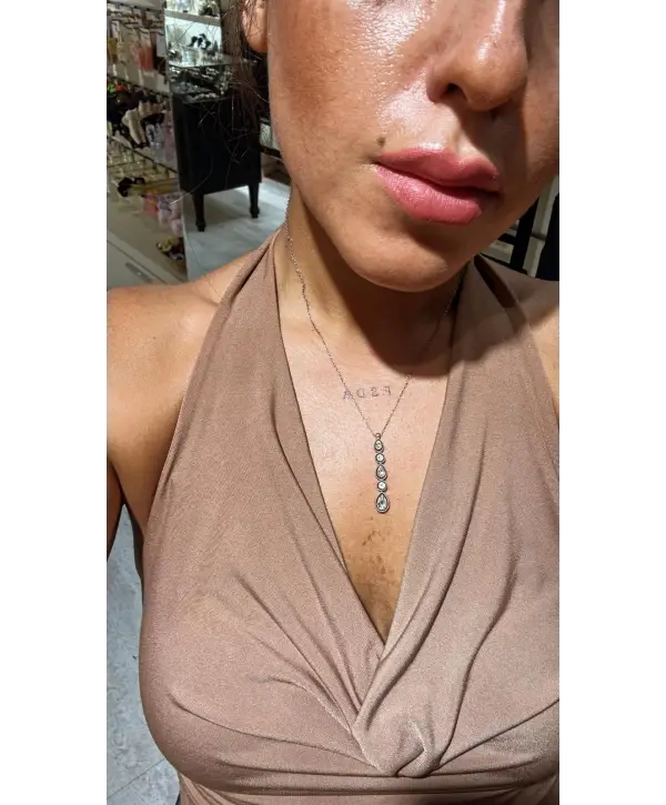 925 Ayar Gümüş Elmas Montür Sallantılı Rose Kolye