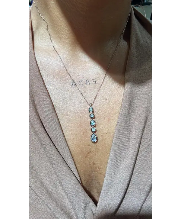 925 Ayar Gümüş Elmas Montür Sallantılı Rose Kolye