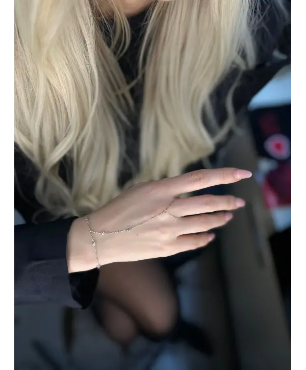 925 Ayar Gümüş Beyaz Sade Taşlı Şahmeran