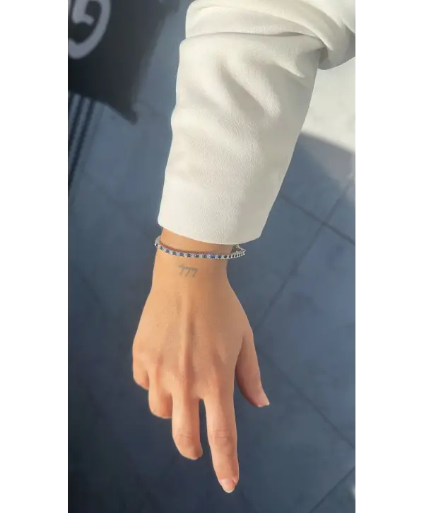 925 Ayar Gümüş Mavi Beyaz Taş Su Yolu Bileklik