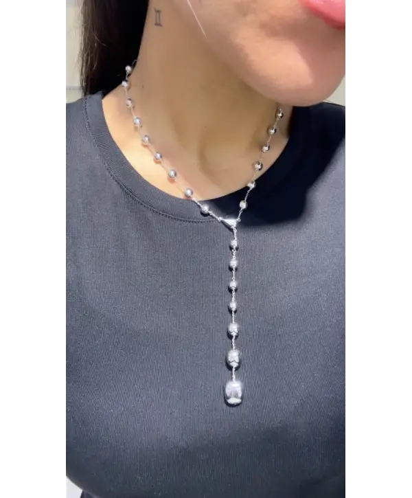 925 Ayar Gümüş Top Top Model Taşsız Y Kolye