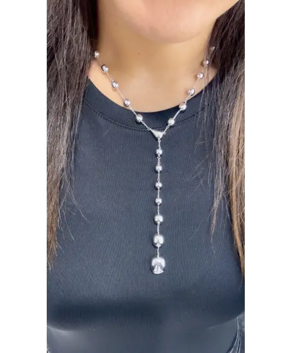 925 Ayar Gümüş Top Top Model Taşsız Y Kolye