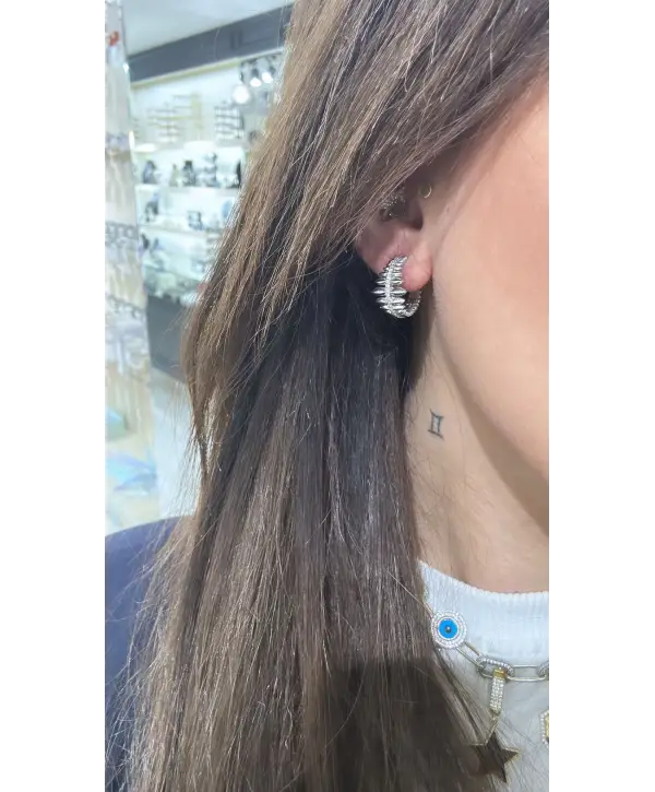 925 Ayar Gümüş Halka Zikzak Küpe