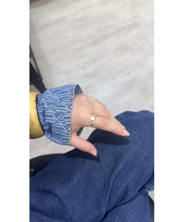 925 Ayar Gümüş Çiçek Model Gold Yüzük