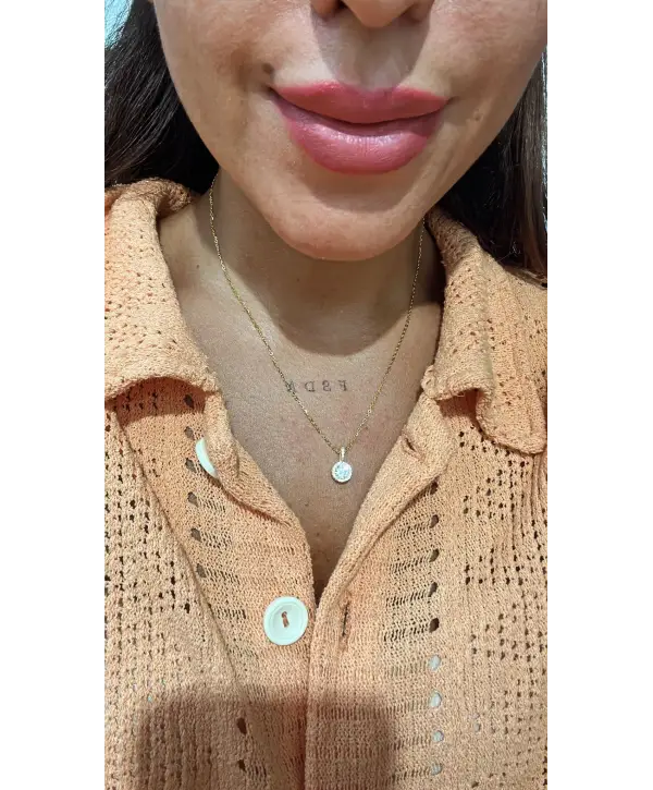 925 Ayar Gümüş Tek Taş Model Gold Kolye