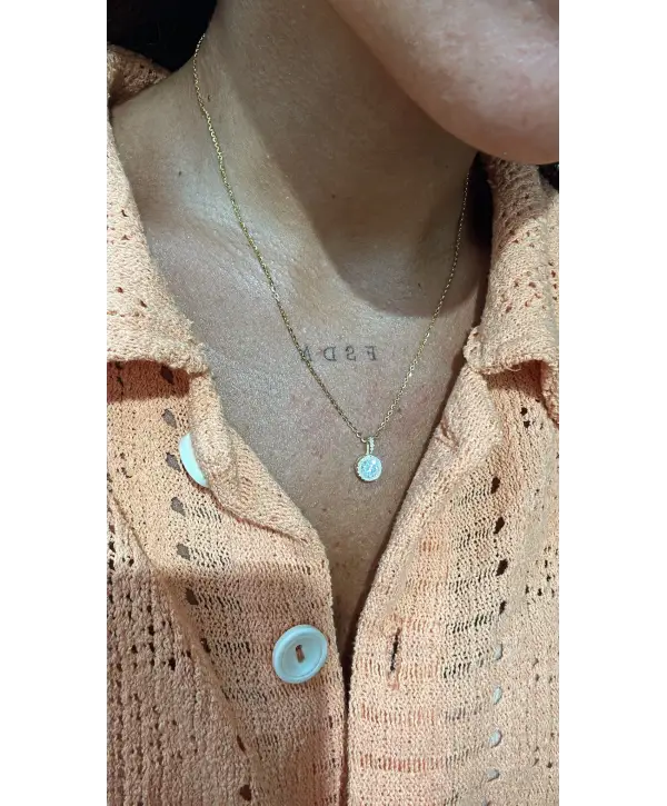 925 Ayar Gümüş Tek Taş Model Gold Kolye