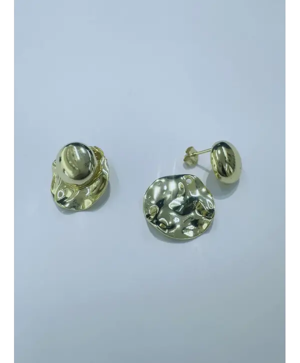 925 Ayar Gümüş Çift Kullanımlı Düğme Model Gold Küpe