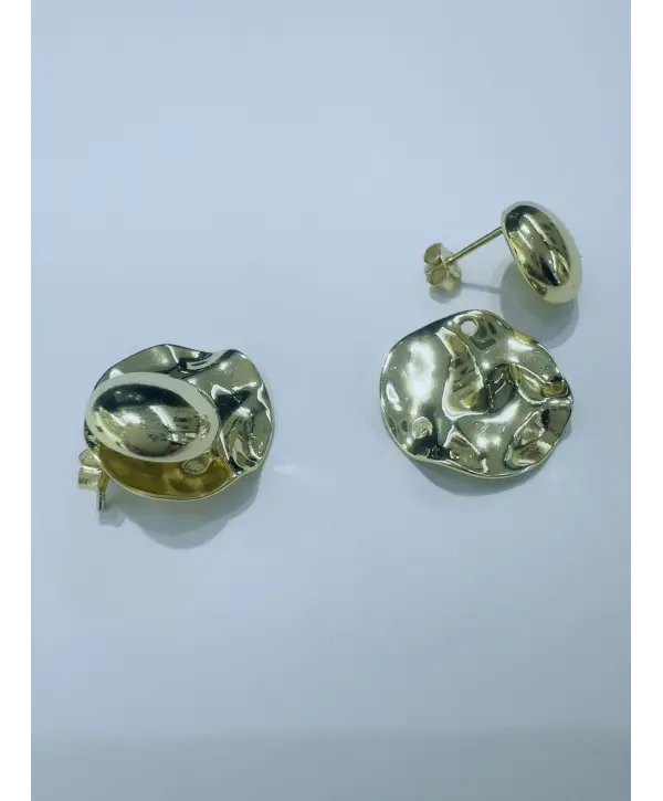 925 Ayar Gümüş Çift Kullanımlı Düğme Model Gold Küpe