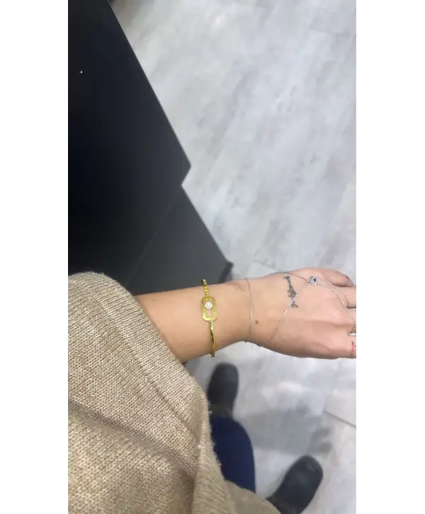 925 Ayar Gümüş İthal Marka Mess Gold Kelepçe Bileklik