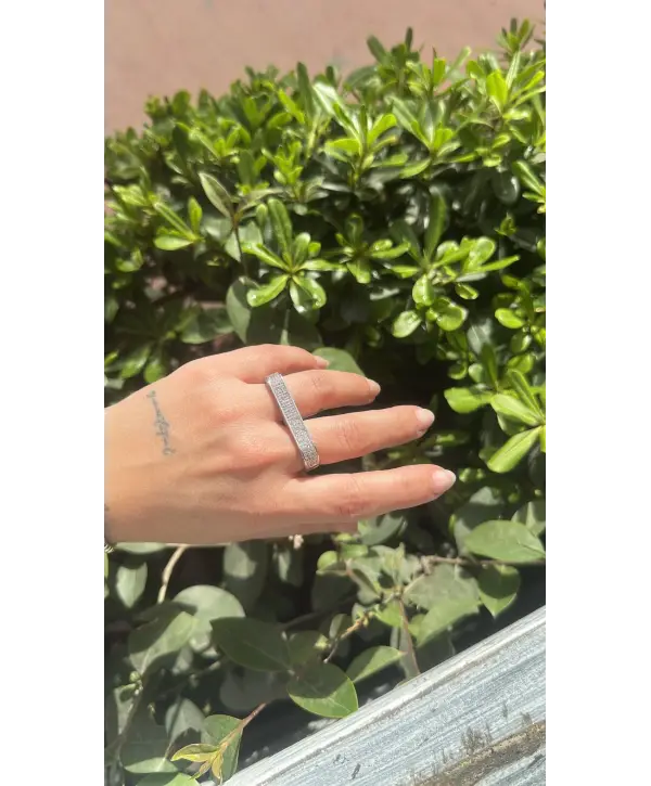 925 Ayar Gümüş Çift Parmak Kalın Ayarlamalı Yüzük