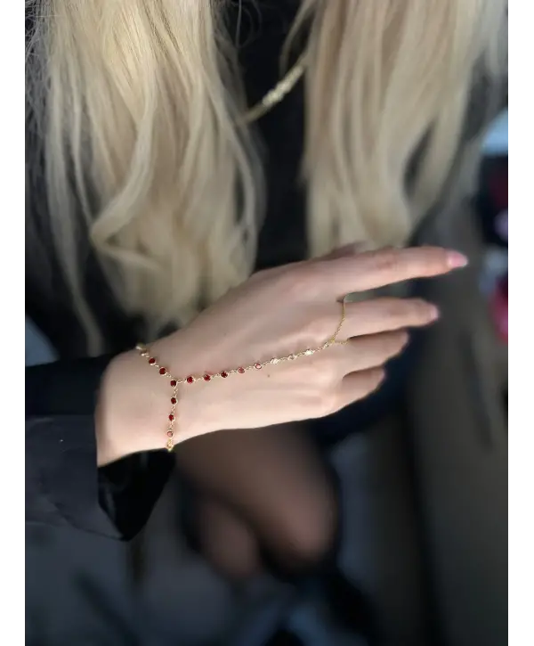 925 Ayar Gümüş Yakut Renk Taşlı Şahmeran