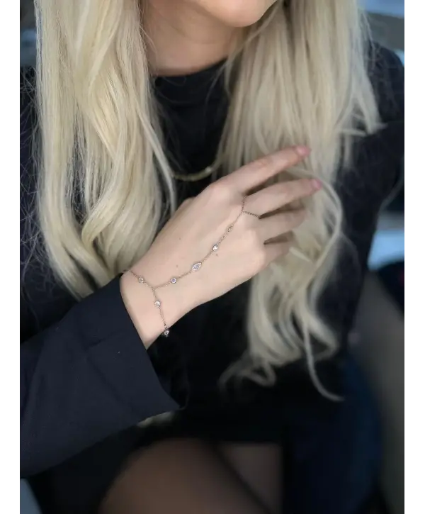 925 Ayar Gümüş Tek Sıra Taşlı Şahmeran