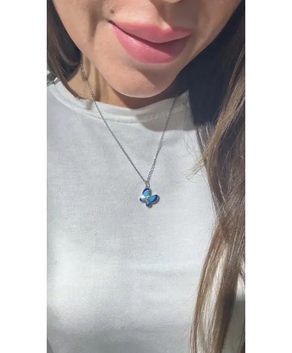 925 Ayar Gümüş Kelebek Model Silver Kolye