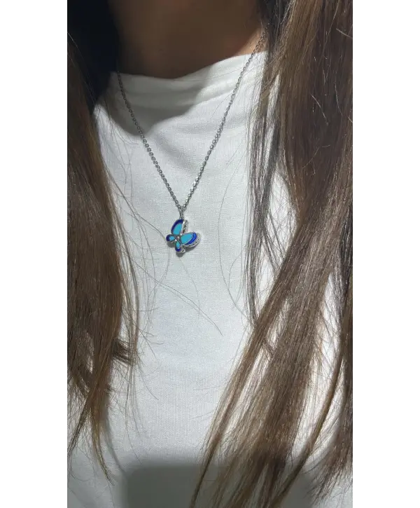 925 Ayar Gümüş Kelebek Model Silver Kolye