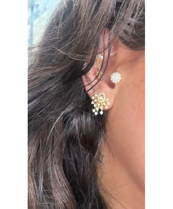 925 Ayar Gümüş Ok Taşlı Gold Küpe