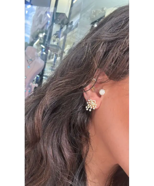 925 Ayar Gümüş Ok Taşlı Gold Küpe