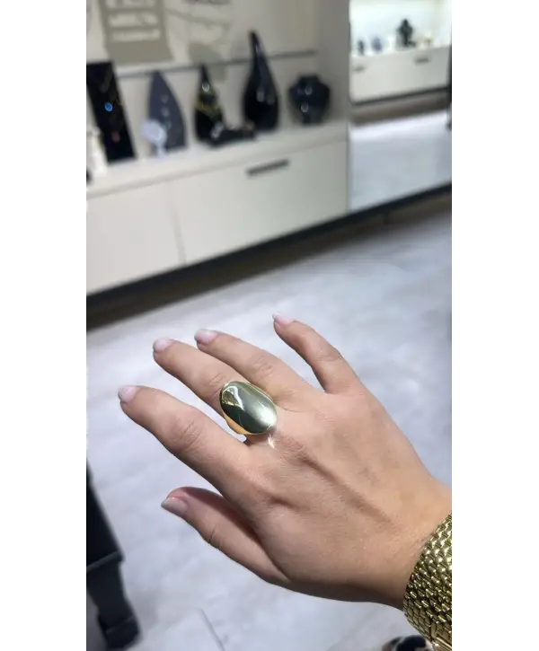 925 Ayar Gümüş Gold Sade İthal Yüzük