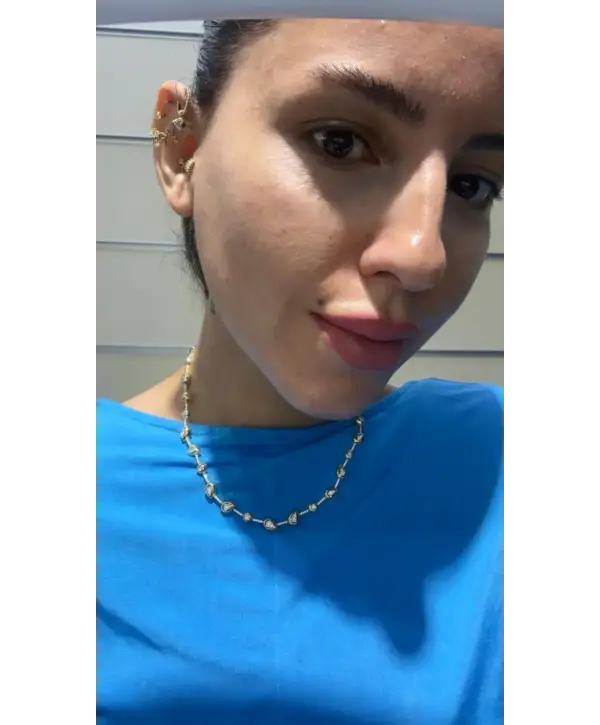 925 Ayar Gümüş Damla Taş Detay Gold Kolye