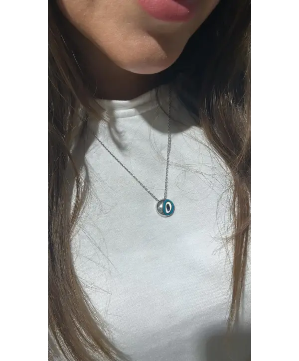 925 Ayar Gümüş Mavi Mineli Marka Kolye