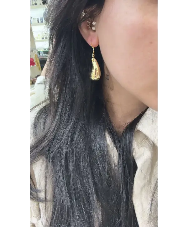 925 Ayar Gümüş Altın Yaldızlı İthal Trend Küpe