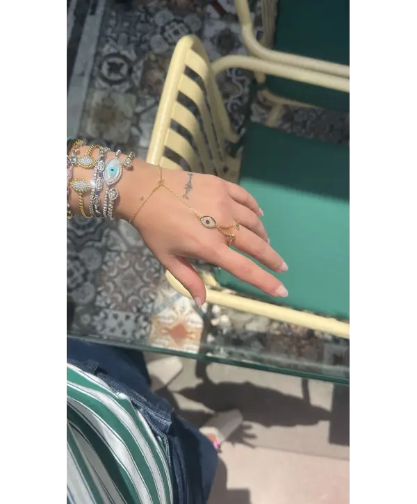 925 Ayar Gümüş Göz Model  Yüzüklü Gold Şahmeran