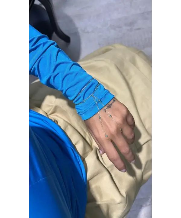 925 Ayar Gümüş Akuamarin Taşlı Gold Şahmeran