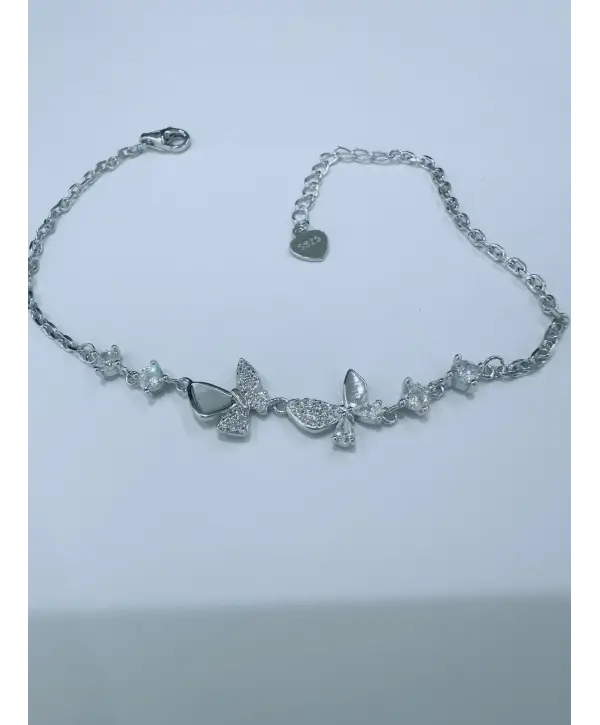 925 Ayar Gümüş Çoklu Küçük Kelebek Model Çıtır Bileklik