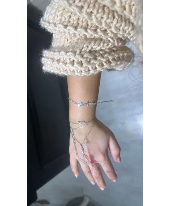 925 Ayar Gümüş Çoklu Küçük Kelebek Model Çıtır Bileklik