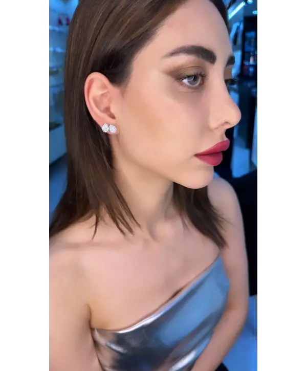 925 Ayar Gümüş Damla Model Silver Vidalı Küpe