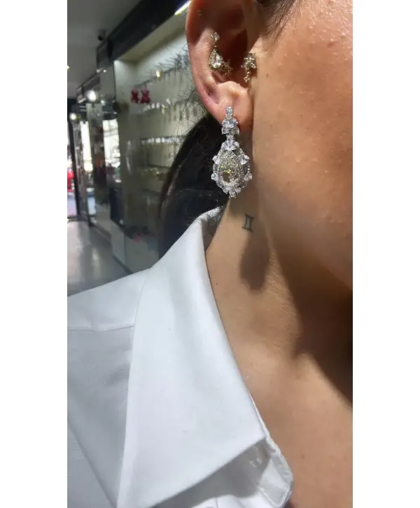 925 Ayar Gümüş Mücevher Tasarım Mozanit Taşlı Küpe