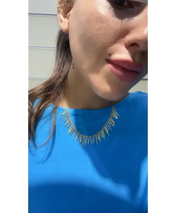 925 Ayar Gümüş Çubuk Sallantılı Gold Kolye