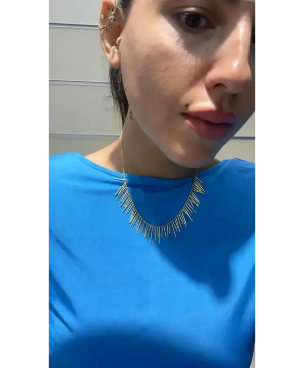 925 Ayar Gümüş Çubuk Sallantılı Gold Kolye