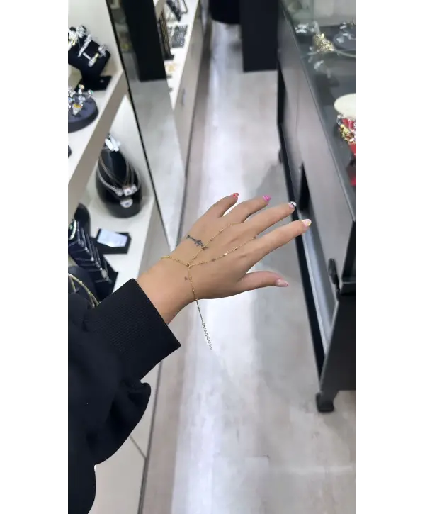 925 Ayar Gümüş  Dorica Top Top Taşlı Model Altın Yaldız Şahmeran